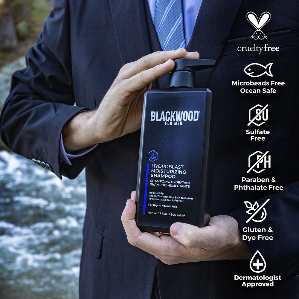 HydroBlast moisturizing shampoo bottle for men featuring natural botanical ingredients for daily hydration and hair care — view 5