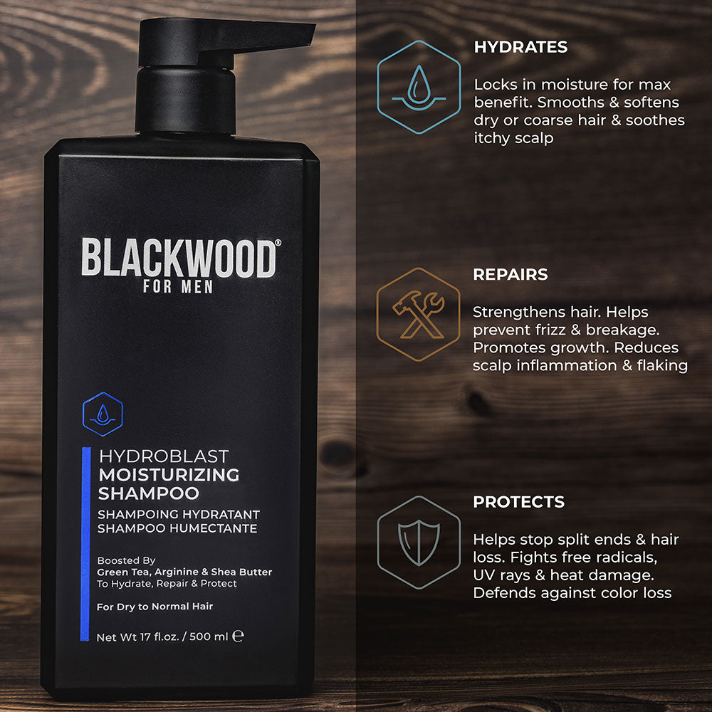 HydroBlast moisturizing shampoo bottle for men featuring natural botanical ingredients for daily hydration and hair care — view 4