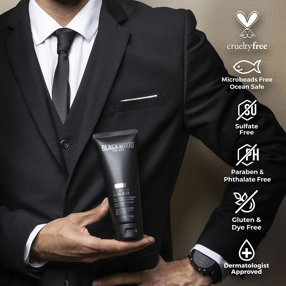 Cooling clay facial wash tube for men featuring activated charcoal and purifying menthol — view 5