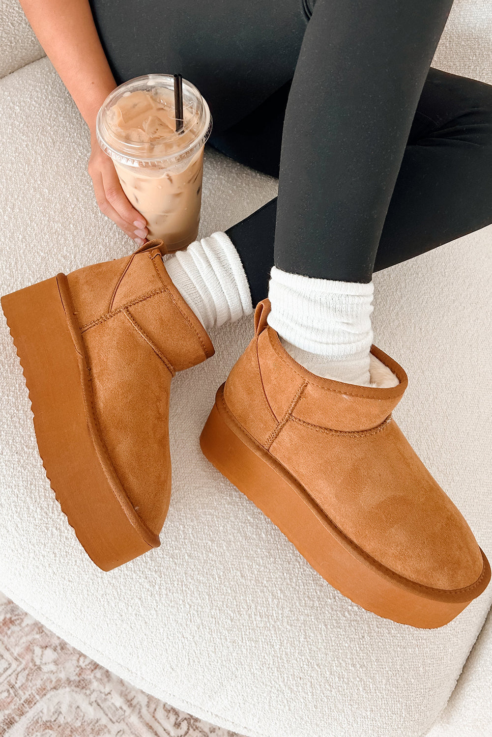 Anna fur lined suede ankle snow boots with thick sole for women's winter fashion — view 5