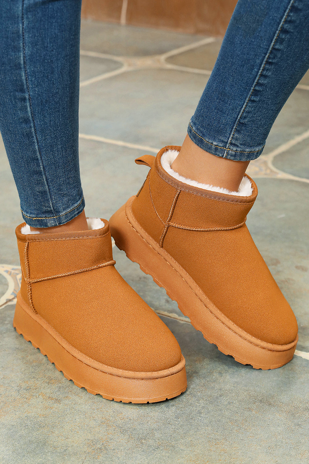 Anna fur lined suede ankle snow boots with thick sole for women's winter fashion — view 4