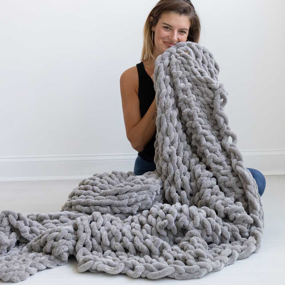 INFINITE CHUNKY KNIT BLANKET | MINKY | BIG - MIST-0