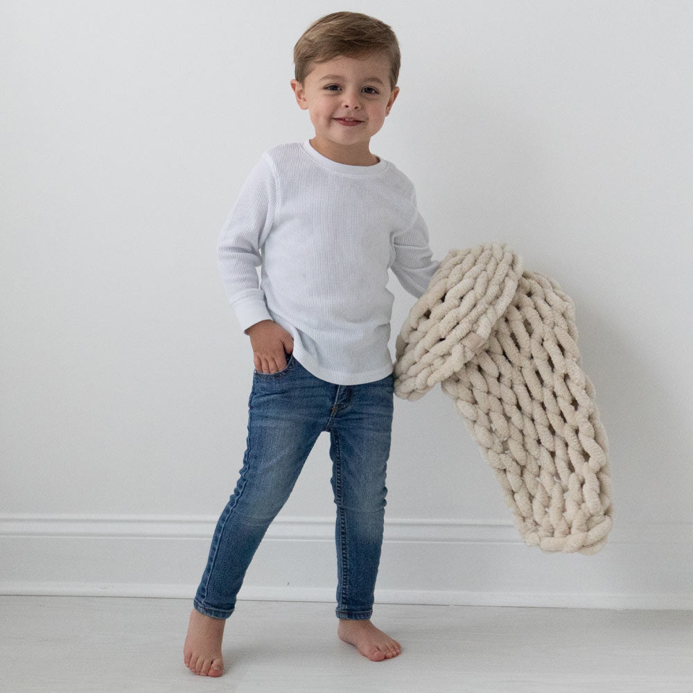 INFINITE CHUNKY KNIT BLANKET | MINKY | CUDDLE - SAND-2