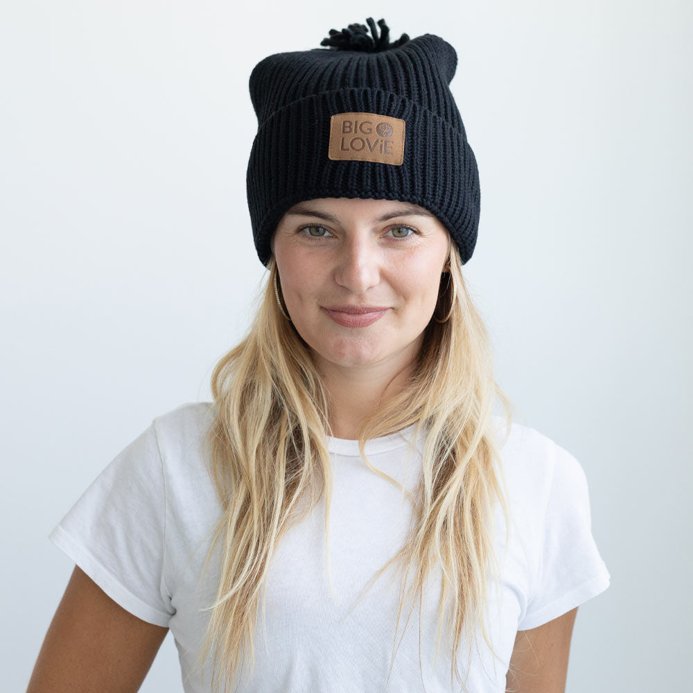 VIBE COTTON CASHMERE POM HAT | BLACK-1