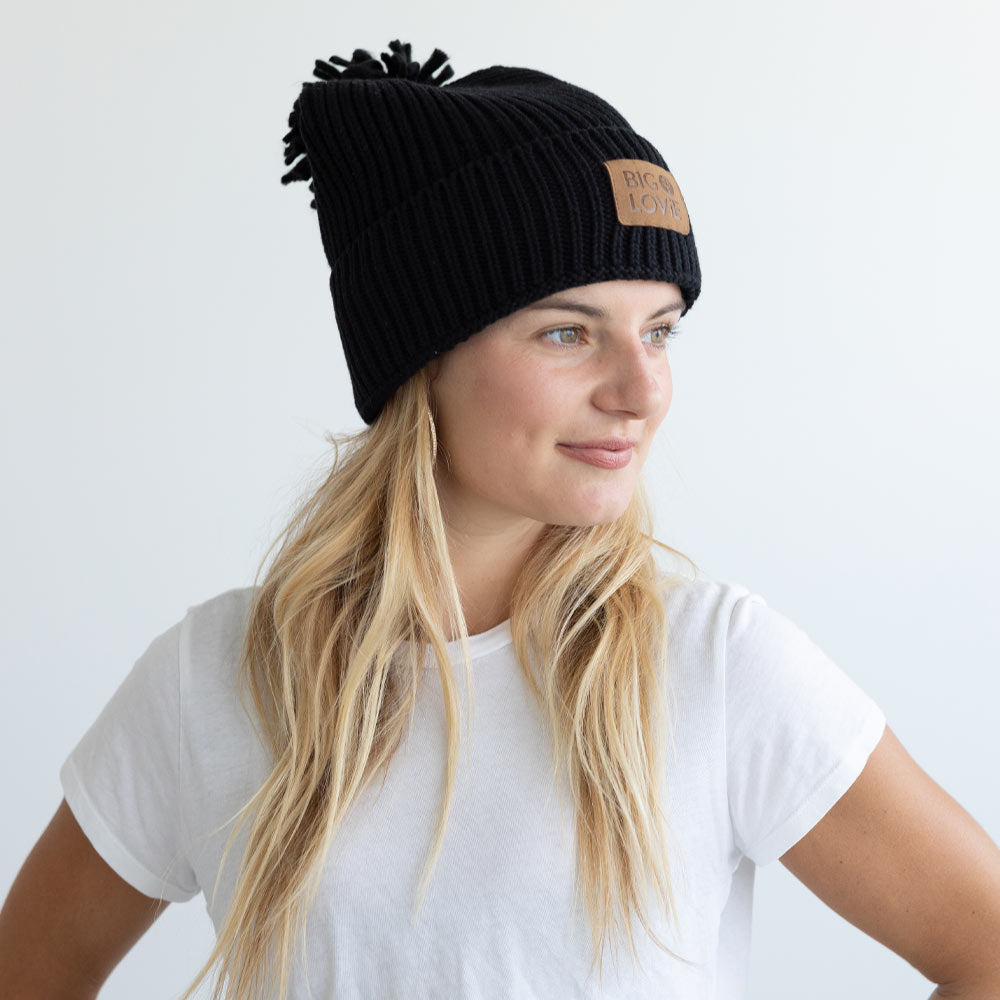 VIBE COTTON CASHMERE POM HAT | BLACK-2