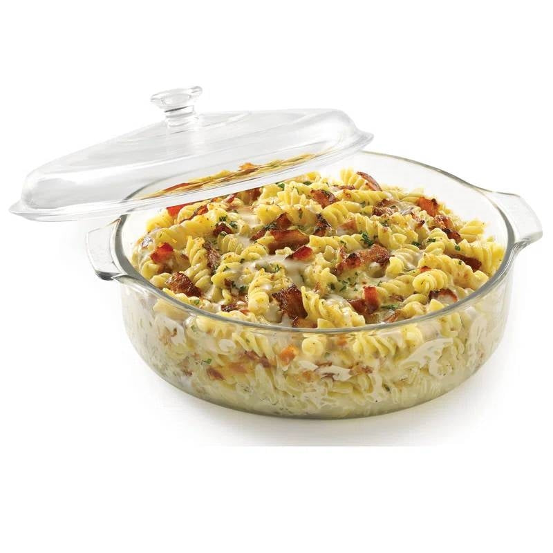3-Quart Glass Bakeware Casserole Dish Dutch Oven with Oven-Safe Glass Lid