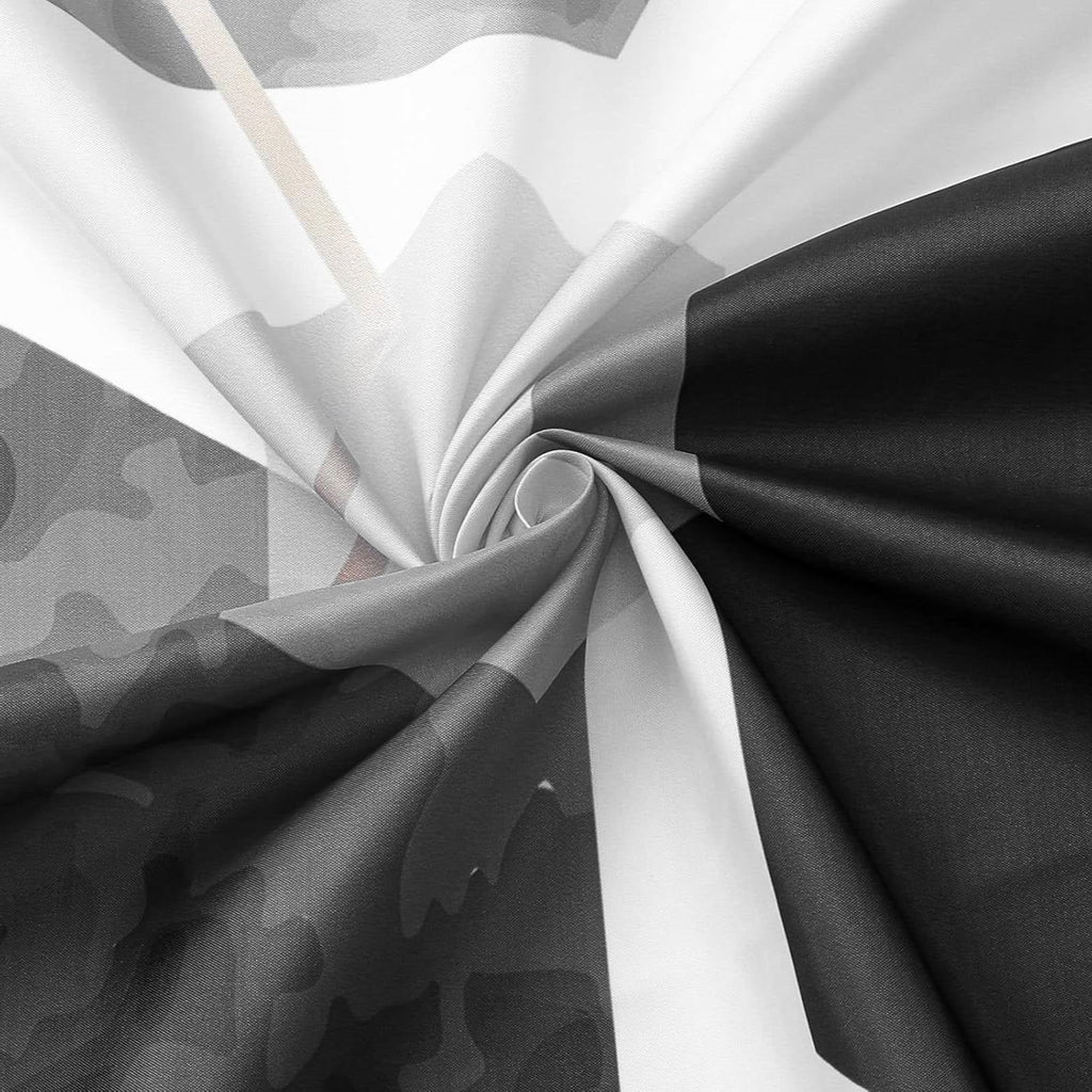 Black and white hexagonal pattern geometric polyester shower curtain with 12 plastic hanging hooks — view 4