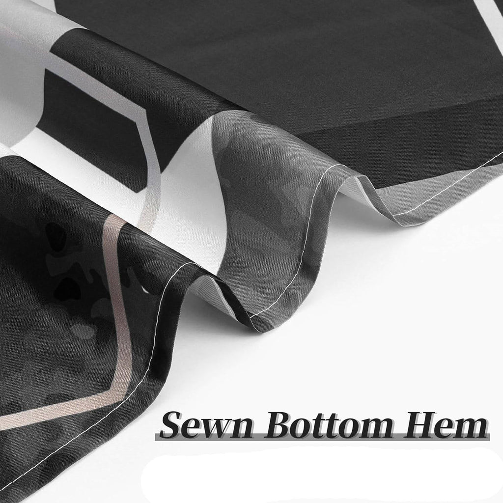 Black and white hexagonal pattern geometric polyester shower curtain with 12 plastic hanging hooks — view 5