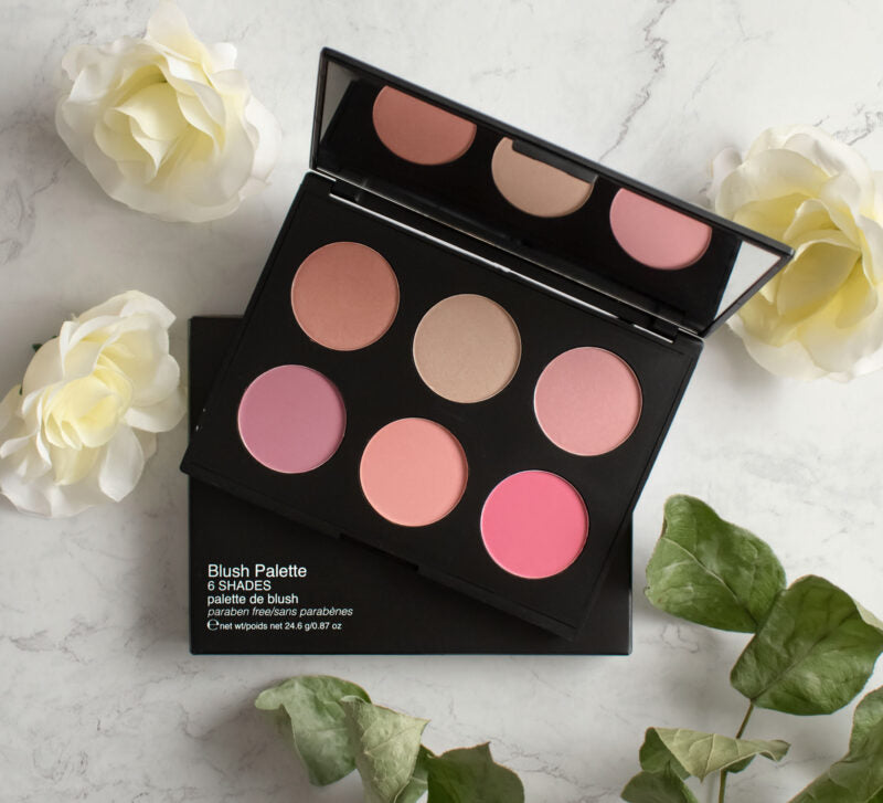 Six shade matte blush makeup palette in sleek packaging featuring natural and versatile powder colors — view 5