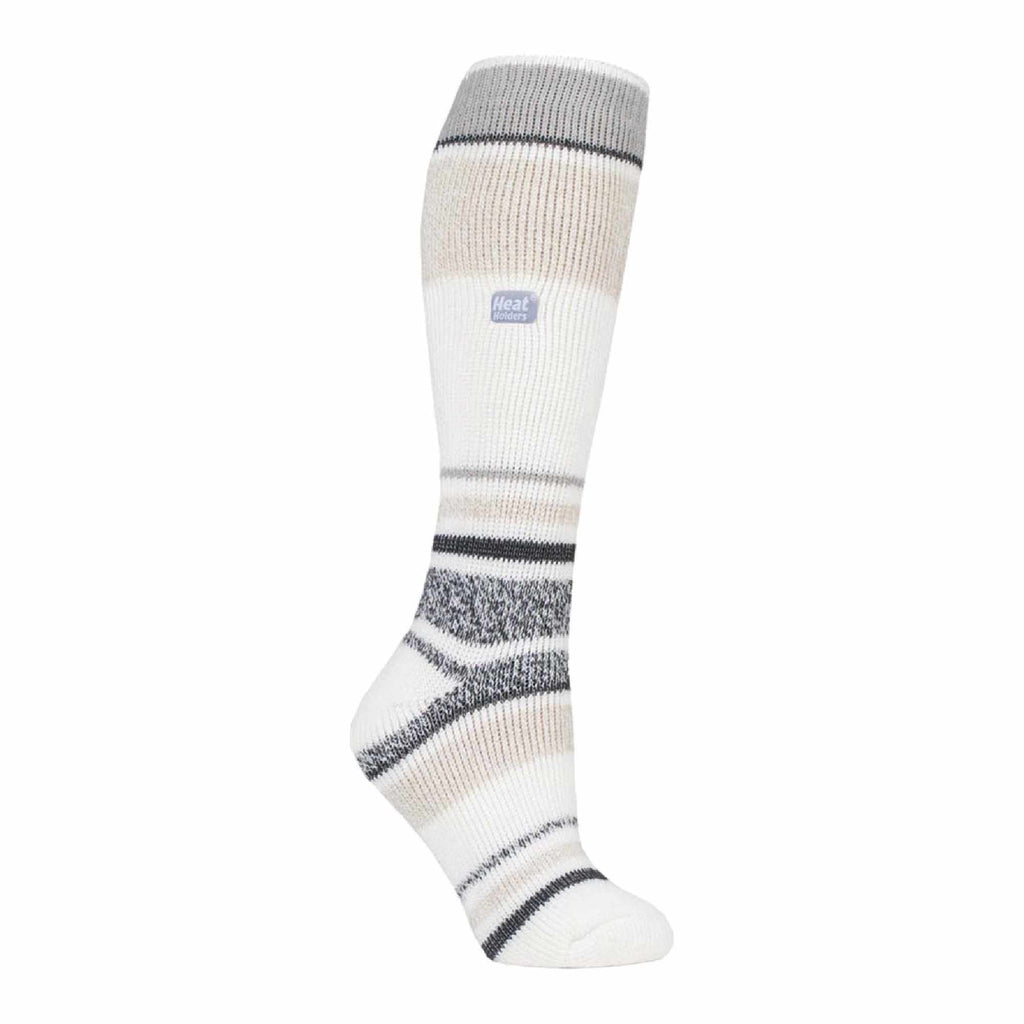 Ladies extra long thermal ski socks featuring a stylish striped pattern for winter snow sports — view 5