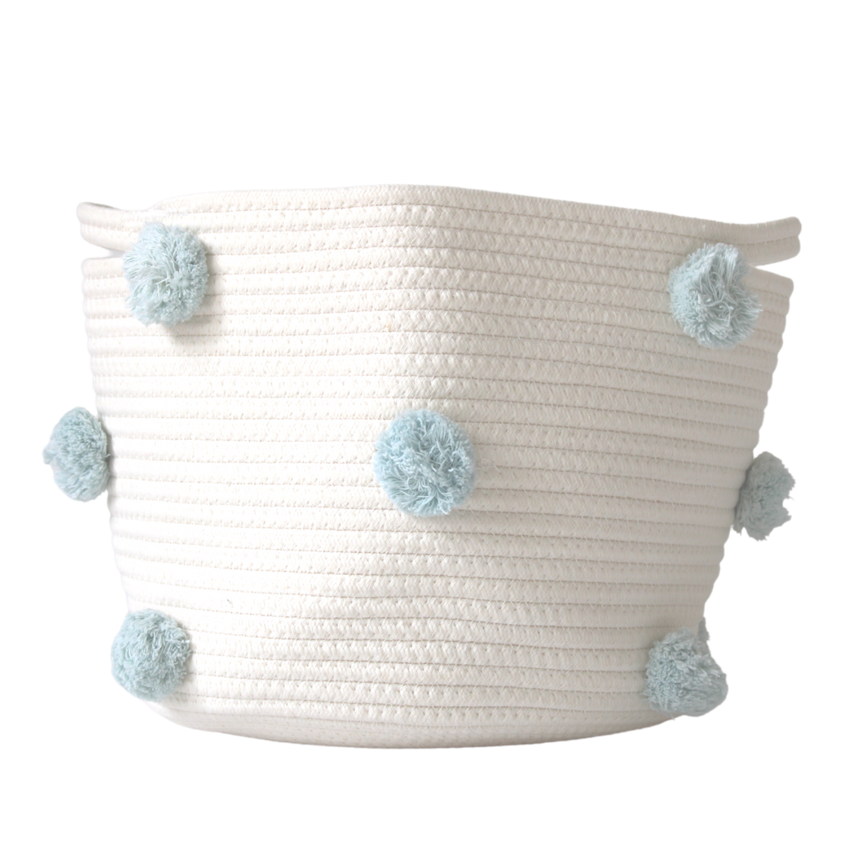 Light Blue Pom Basket - Medium-0