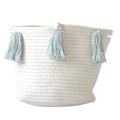 Light Blue Tassel Basket - Medium-0