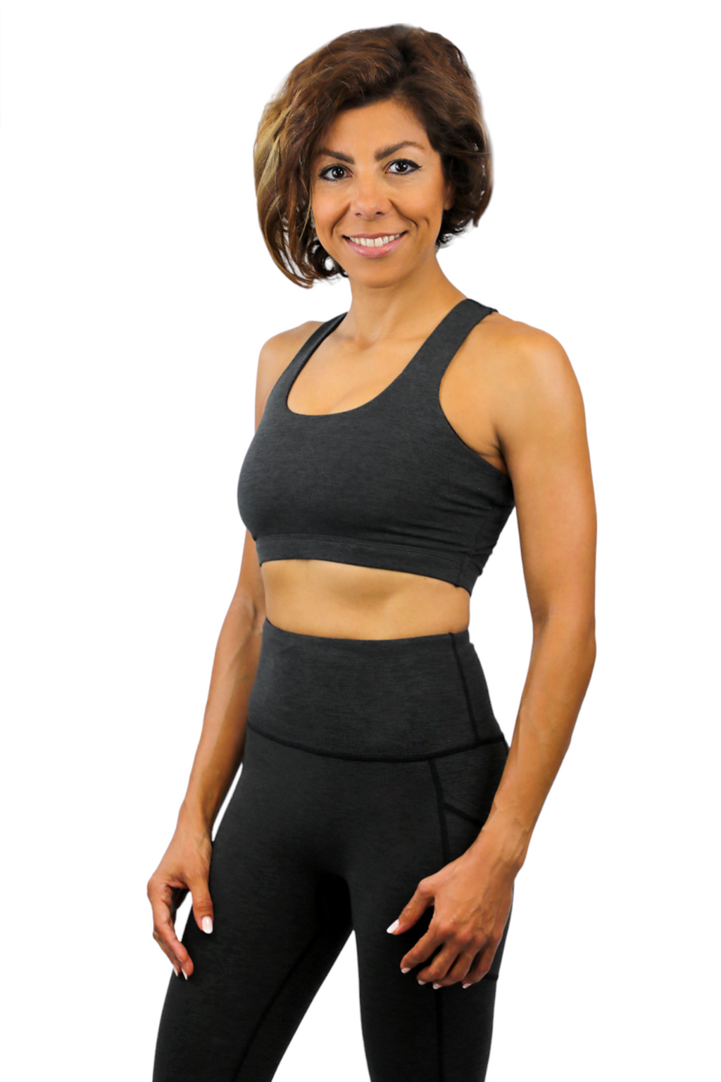 Blue criss-cross back high compression sports bra for women athletic fitness activewear — view 4