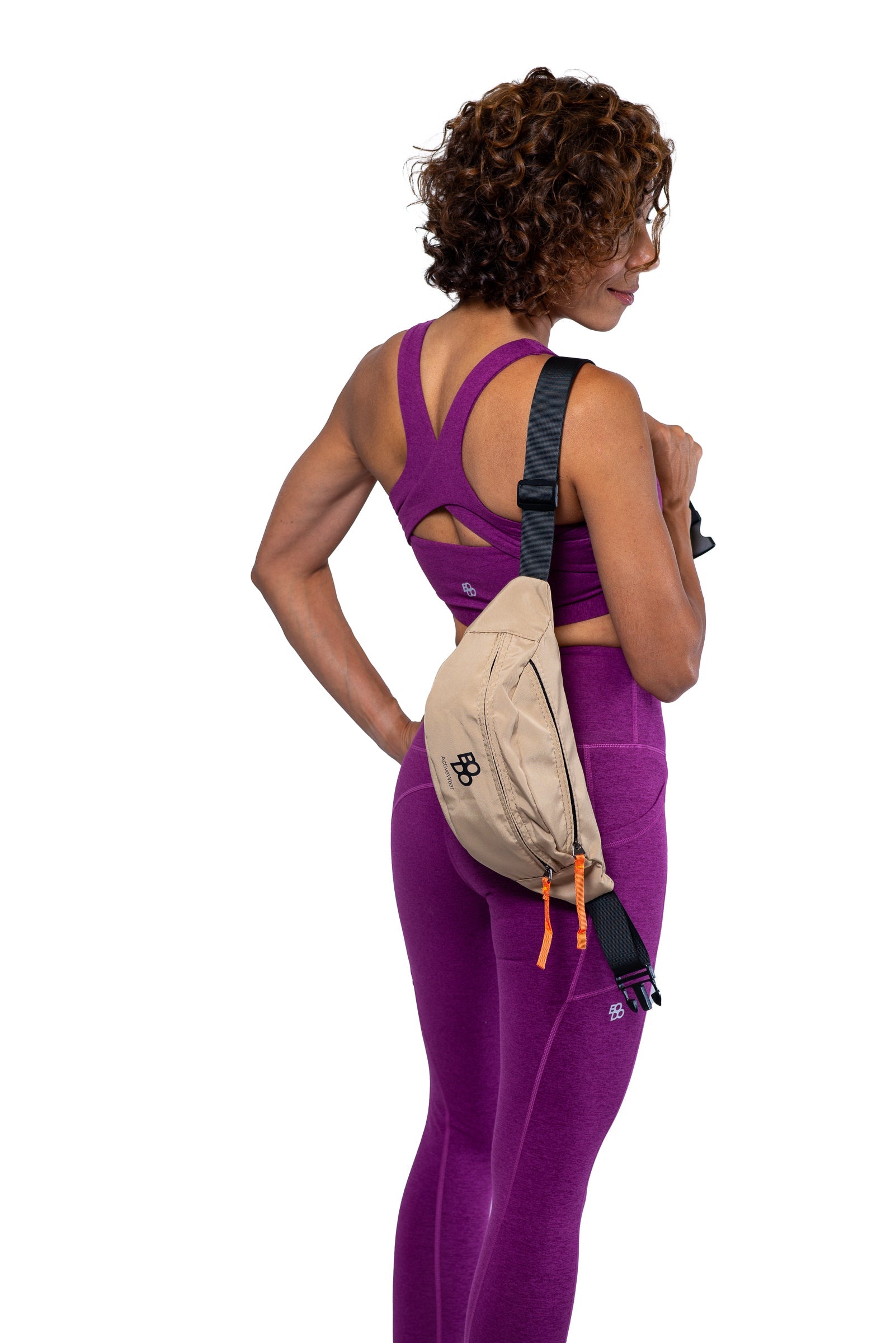 Blue criss-cross back high compression sports bra for women athletic fitness activewear — view 9