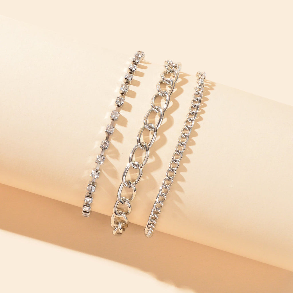 Silvery rhinestone chain anklet for women featuring delicate sparkling crystals and adjustable clasp — view 2