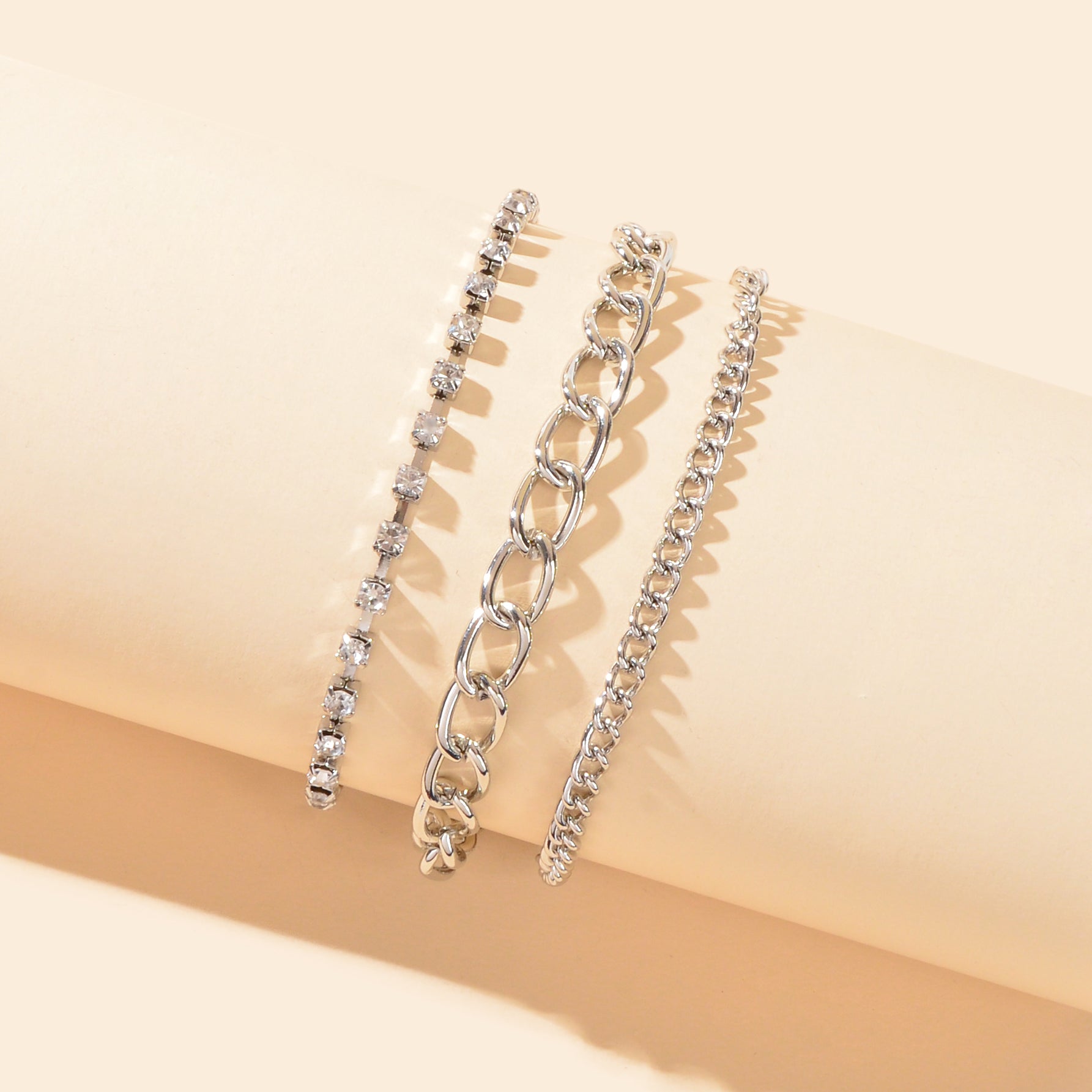 Silvery rhinestone chain anklet for women featuring delicate sparkling crystals and adjustable clasp — view 2