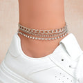 Silvery rhinestone chain anklet for women featuring delicate sparkling crystals and adjustable clasp
