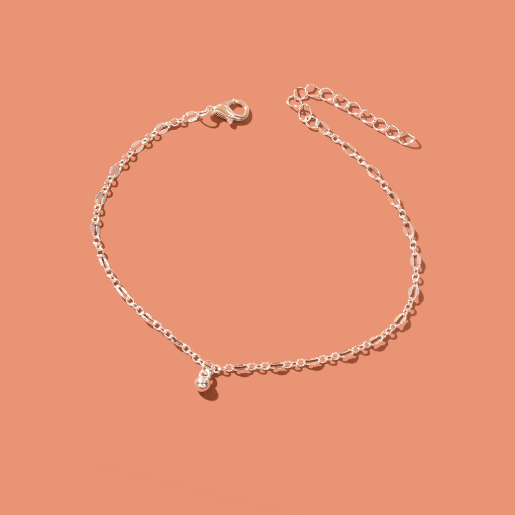 Silvery beaded chain fashion anklet with delicate decorative beads for women's summer beach wear — view 2
