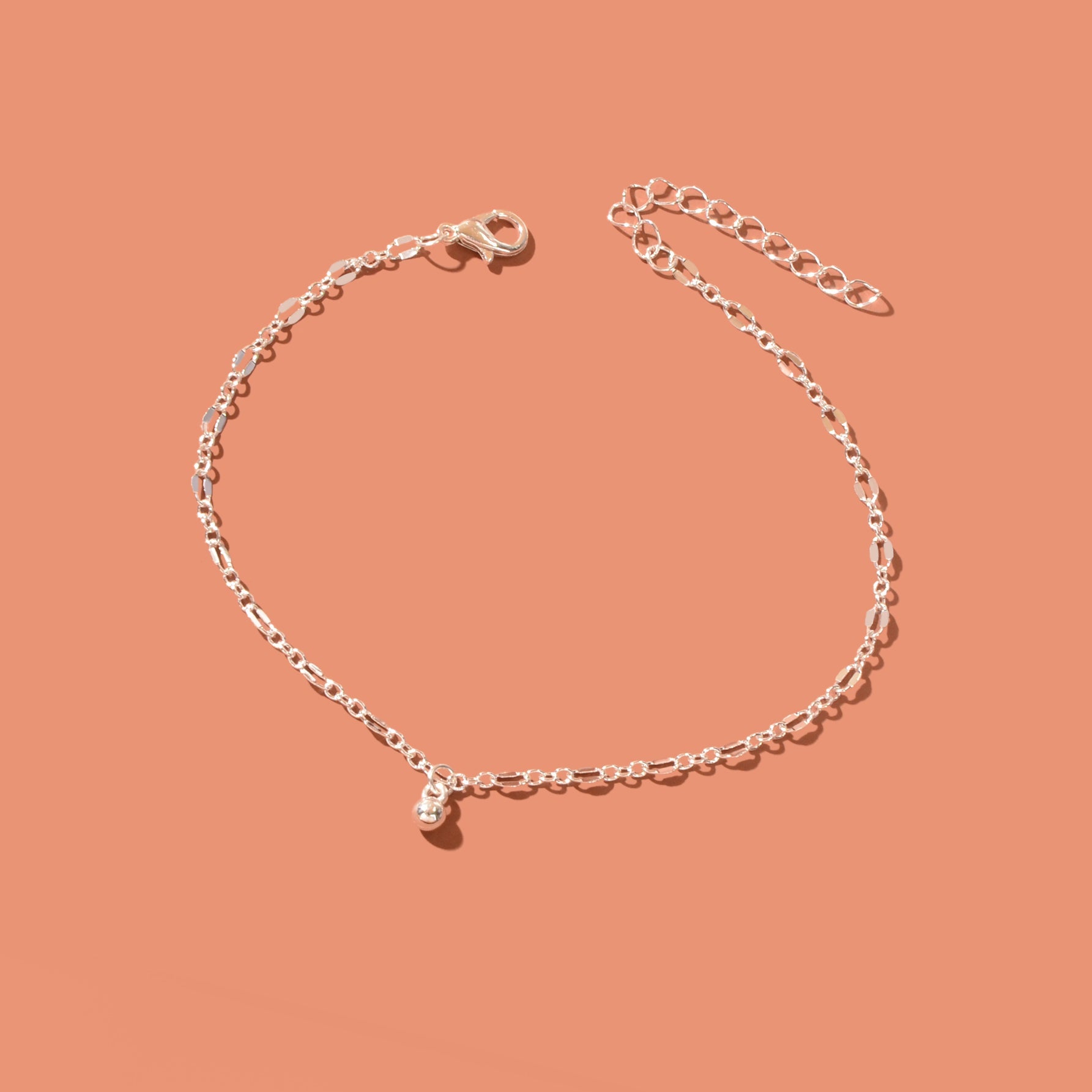 Silvery beaded chain fashion anklet with delicate decorative beads for women's summer beach wear — view 2