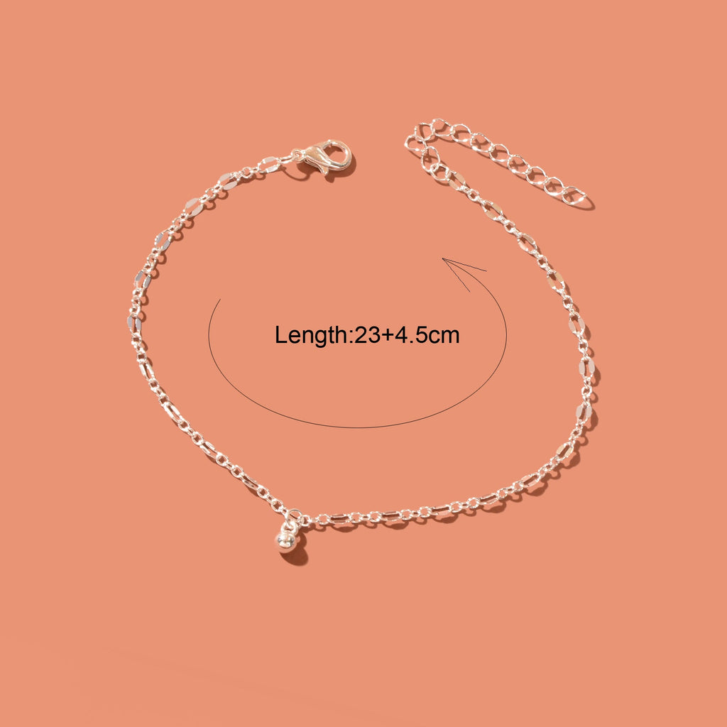 Silvery beaded chain fashion anklet with delicate decorative beads for women's summer beach wear — view 3