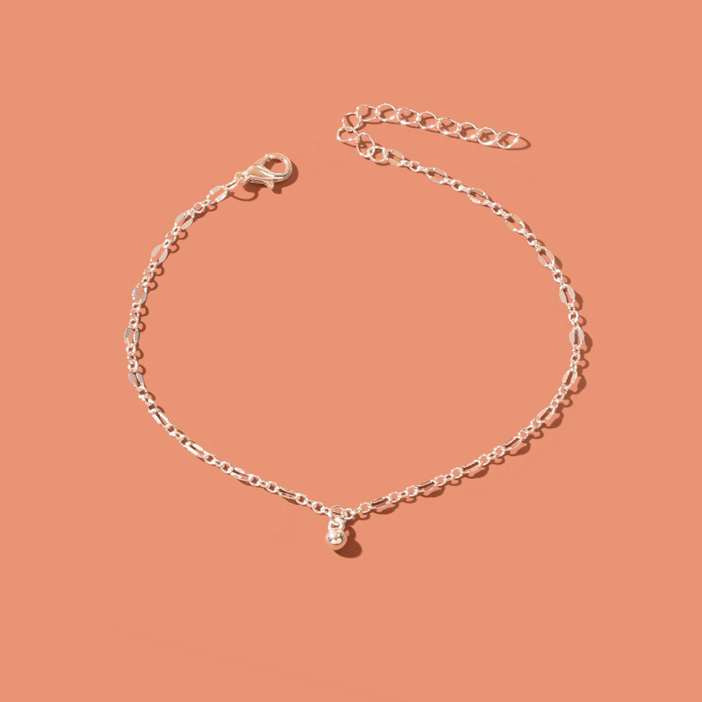 Silvery beaded chain fashion anklet with delicate decorative beads for women's summer beach wear — view 4