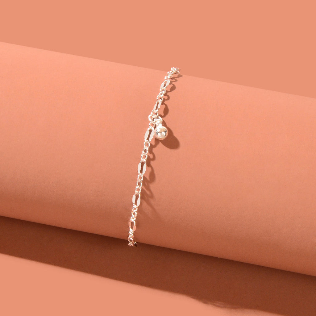 Silvery beaded chain fashion anklet with delicate decorative beads for women's summer beach wear — view 5