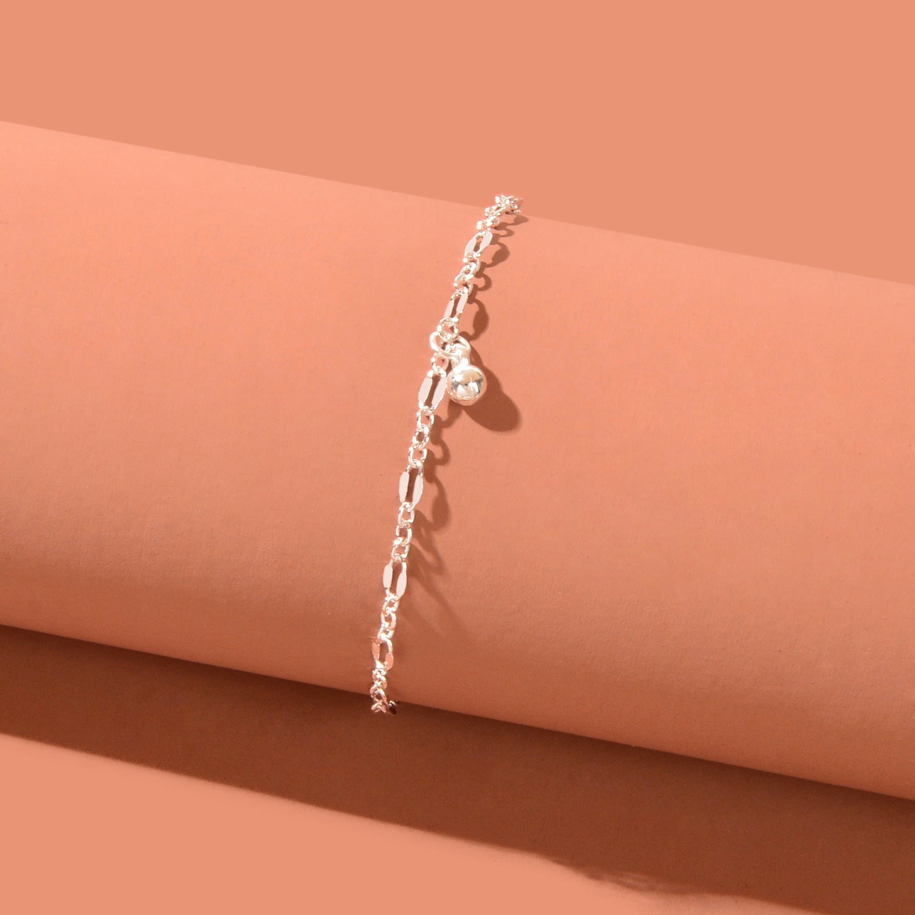 Silvery beaded chain fashion anklet with delicate decorative beads for women's summer beach wear — view 5
