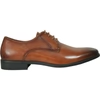 Cognac men's Oxford dress shoe in vegan leather with stitched cap toe and lace-up details — view 5