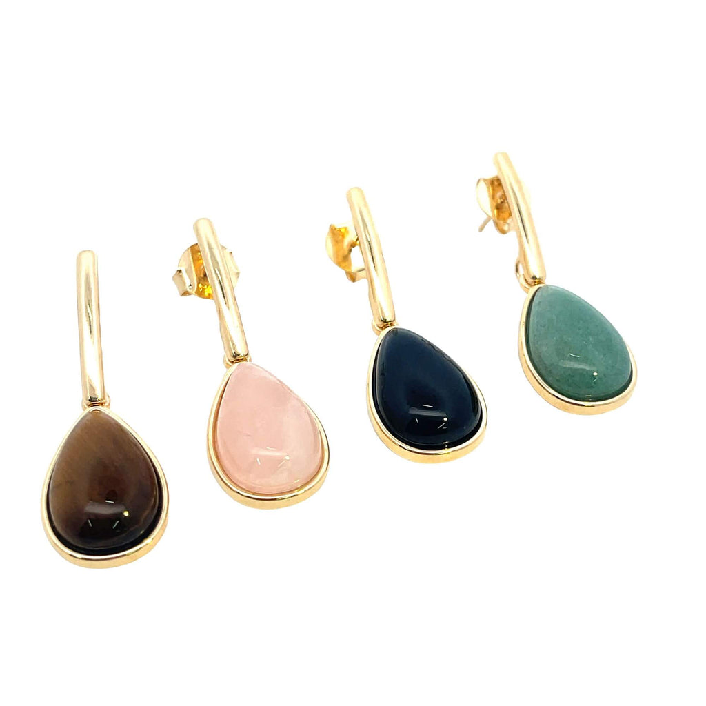 Tear drop natural gemstone earrings with 18K gold filled hardware in a water droplet design