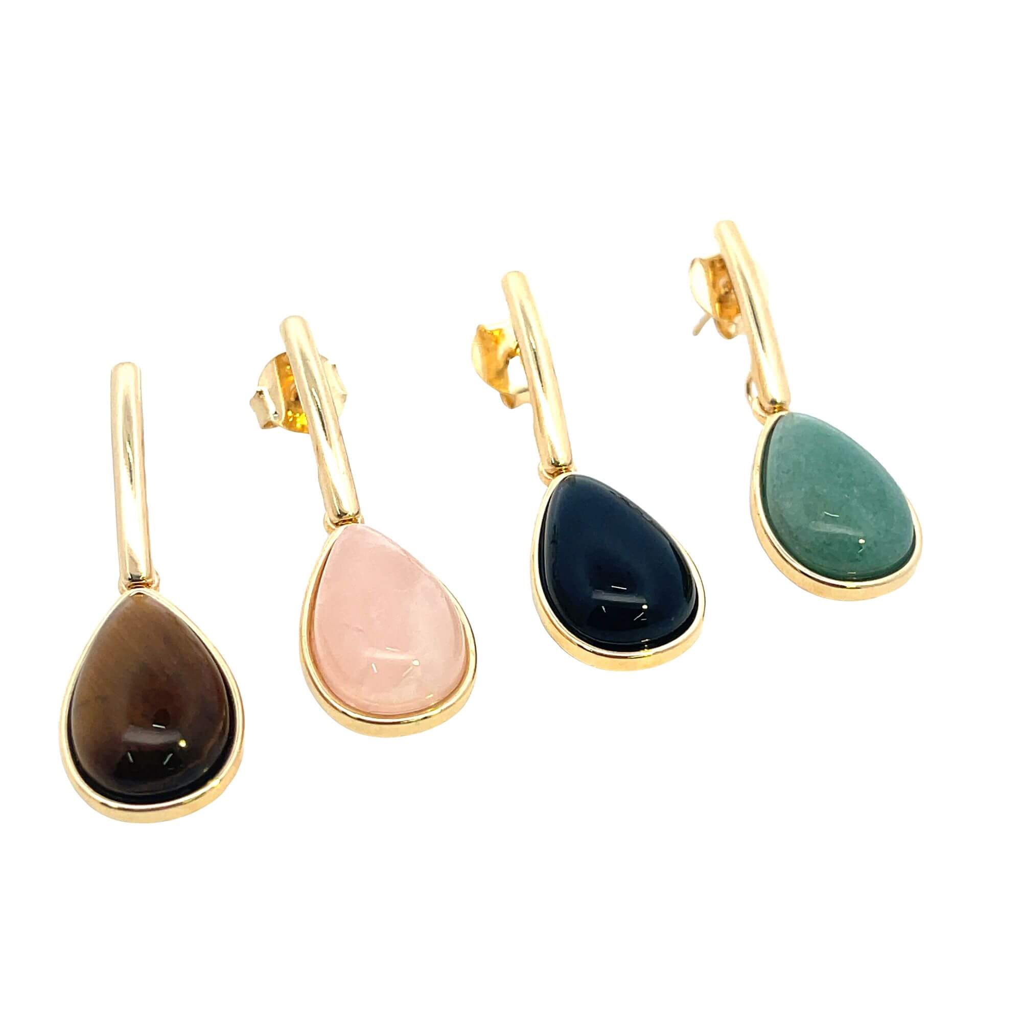 Tear drop natural gemstone earrings with 18K gold filled hardware in a water droplet design
