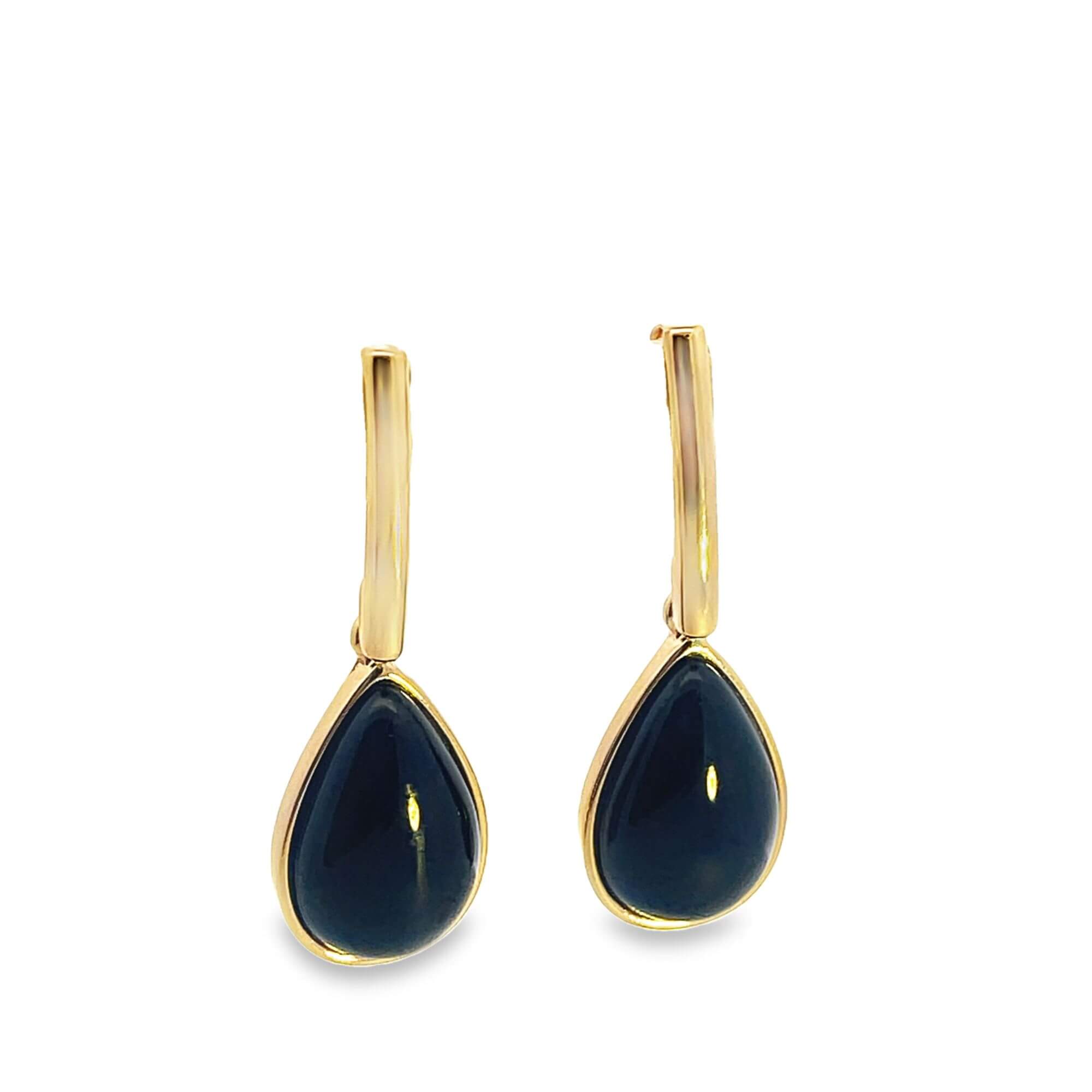 Tear drop natural gemstone earrings with 18K gold filled hardware in a water droplet design — view 3