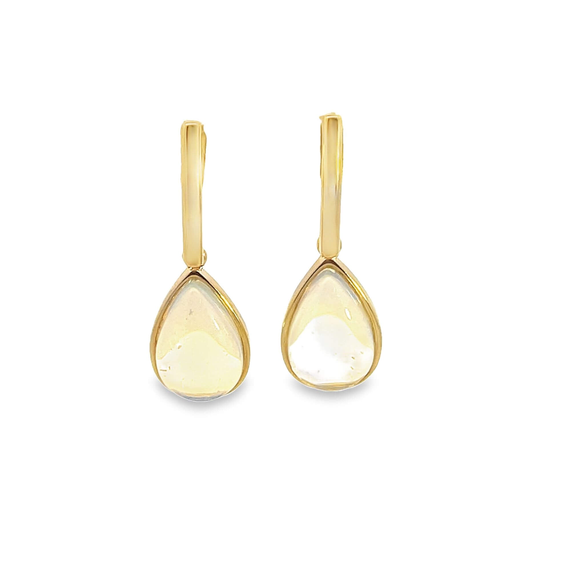 Tear drop natural gemstone earrings with 18K gold filled hardware in a water droplet design — view 4