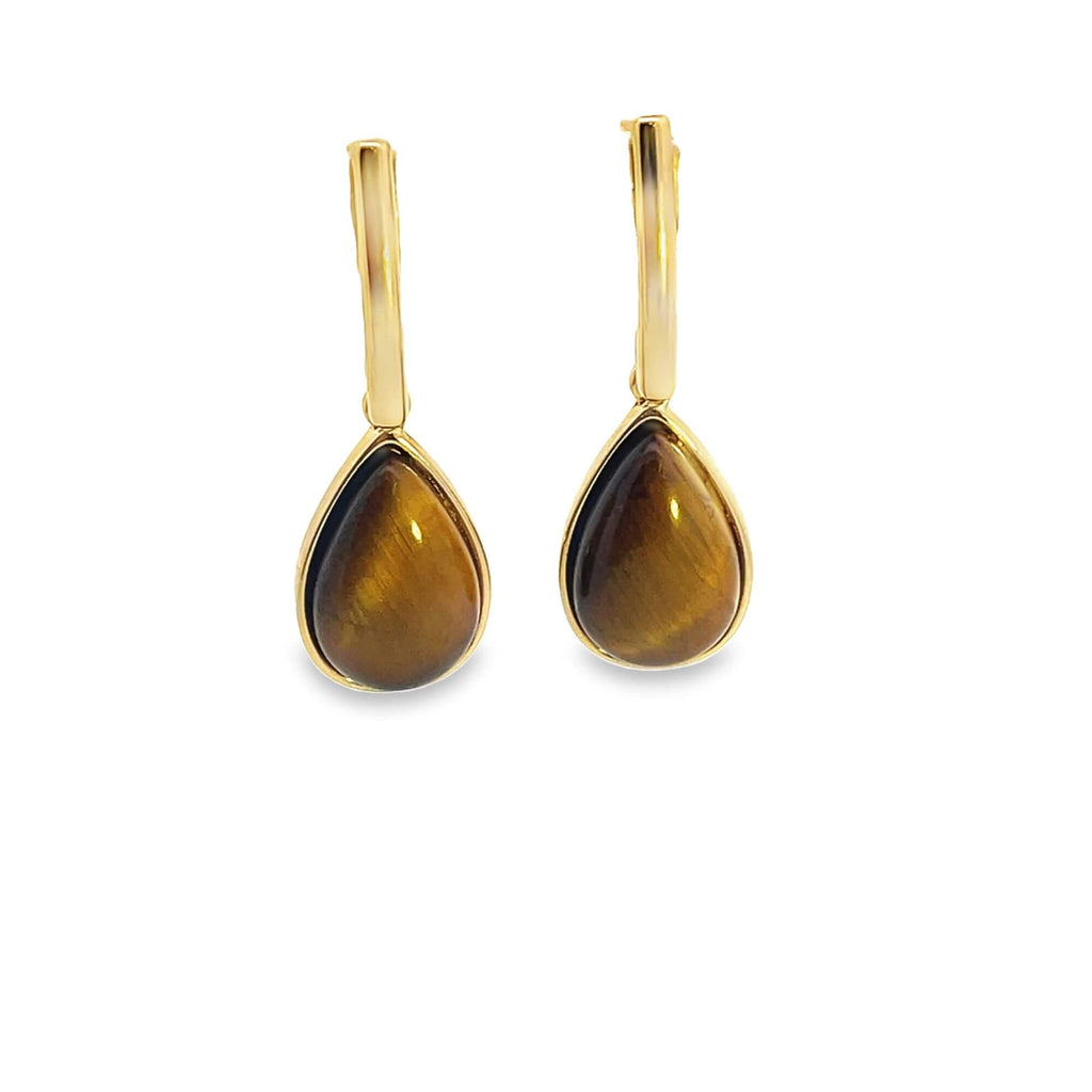 Tear drop natural gemstone earrings with 18K gold filled hardware in a water droplet design — view 2