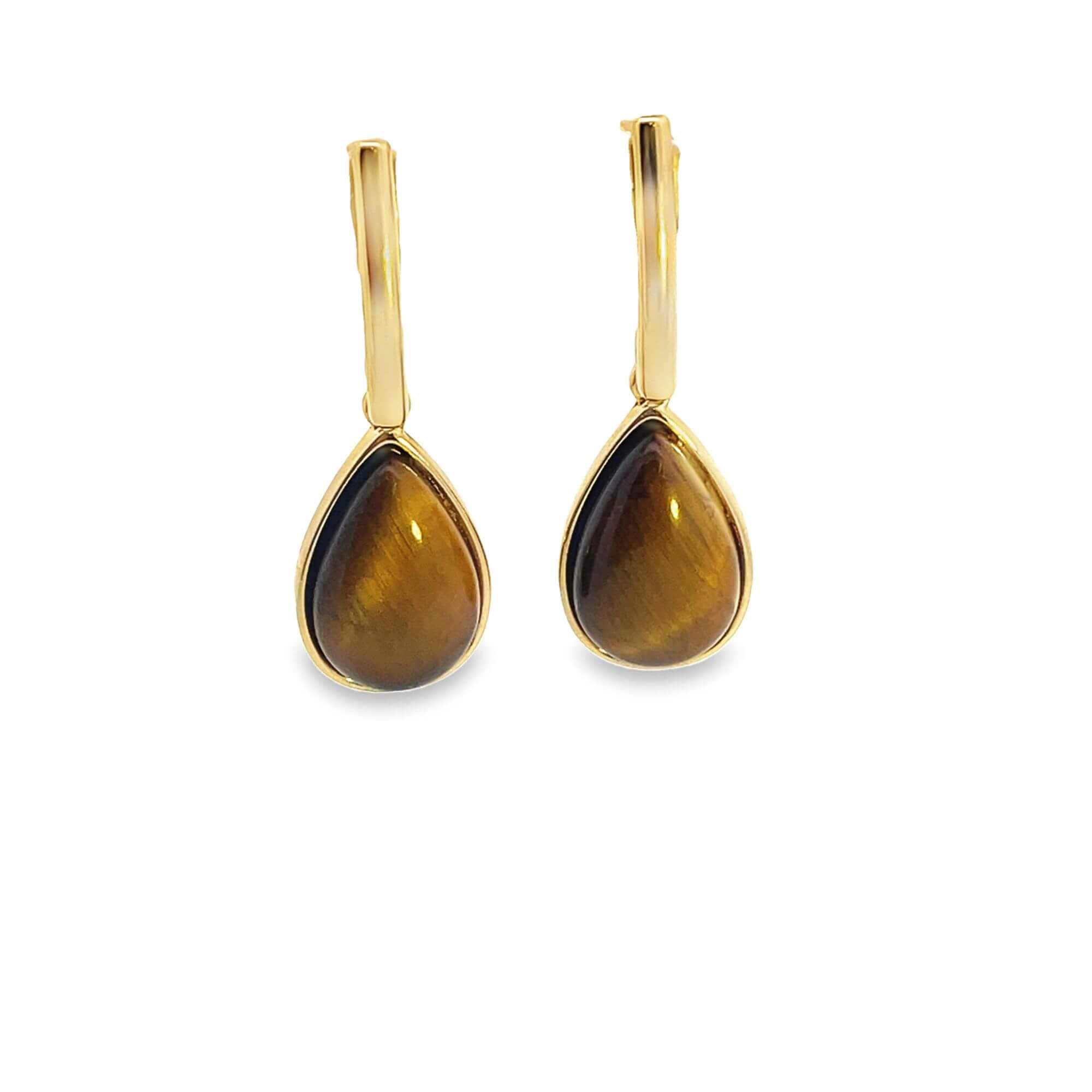 Tear drop natural gemstone earrings with 18K gold filled hardware in a water droplet design — view 2