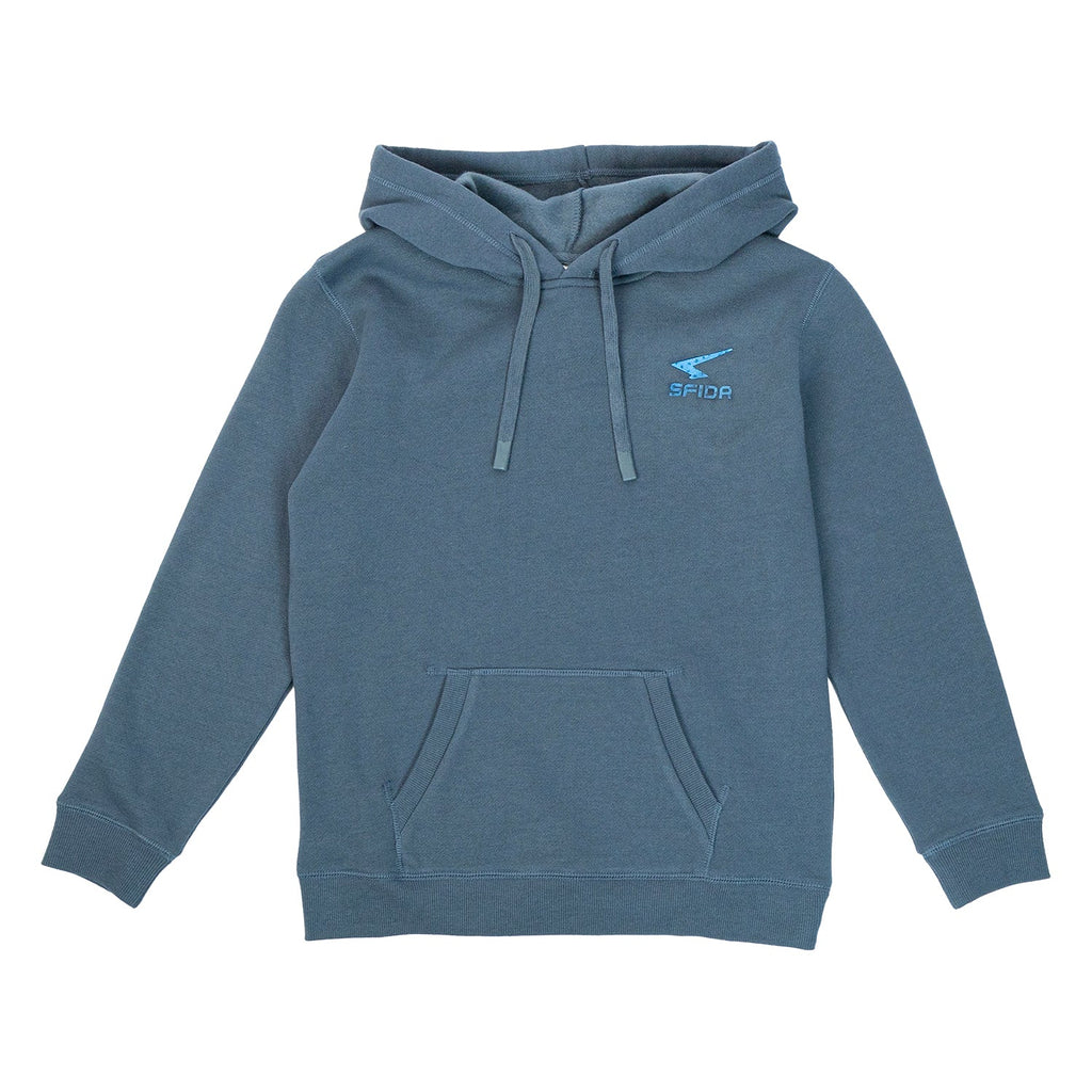 Bruno boys lightweight brushed fleece hoodie sweat in slate blue-grey with front kangaroo pocket