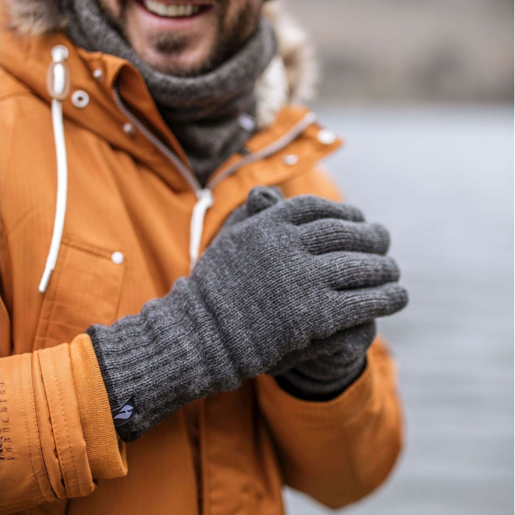 Two pairs of mens cable knit thermal gloves with extended ribbed cuffs for winter protection — view 4