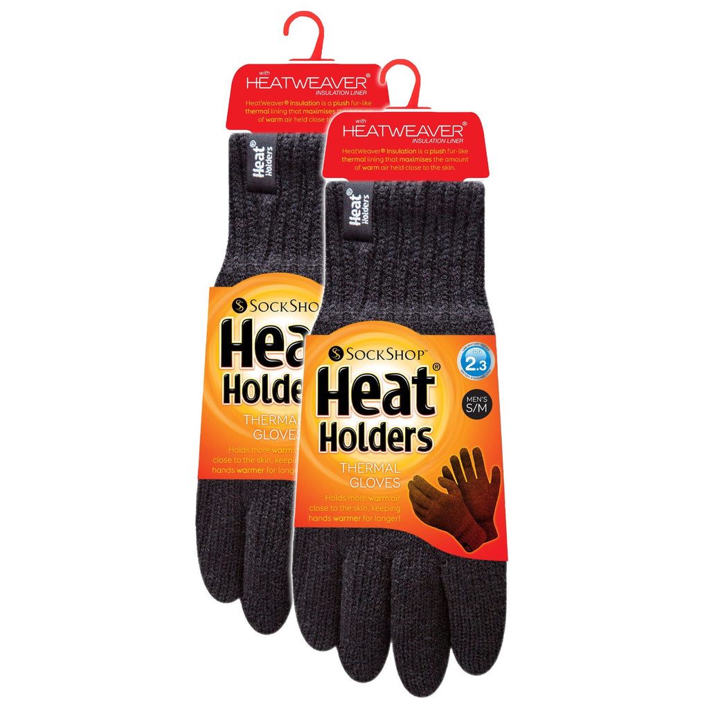 Two pairs of mens cable knit thermal gloves with extended ribbed cuffs for winter protection — view 2