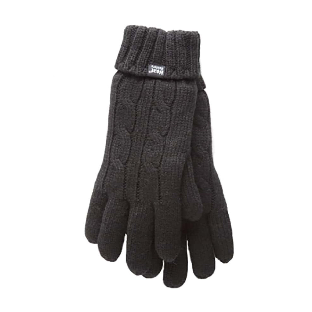 Ladies thermal cable knit winter gloves with plush fleece lining and extra long elasticated ribbed cuffs — view 5