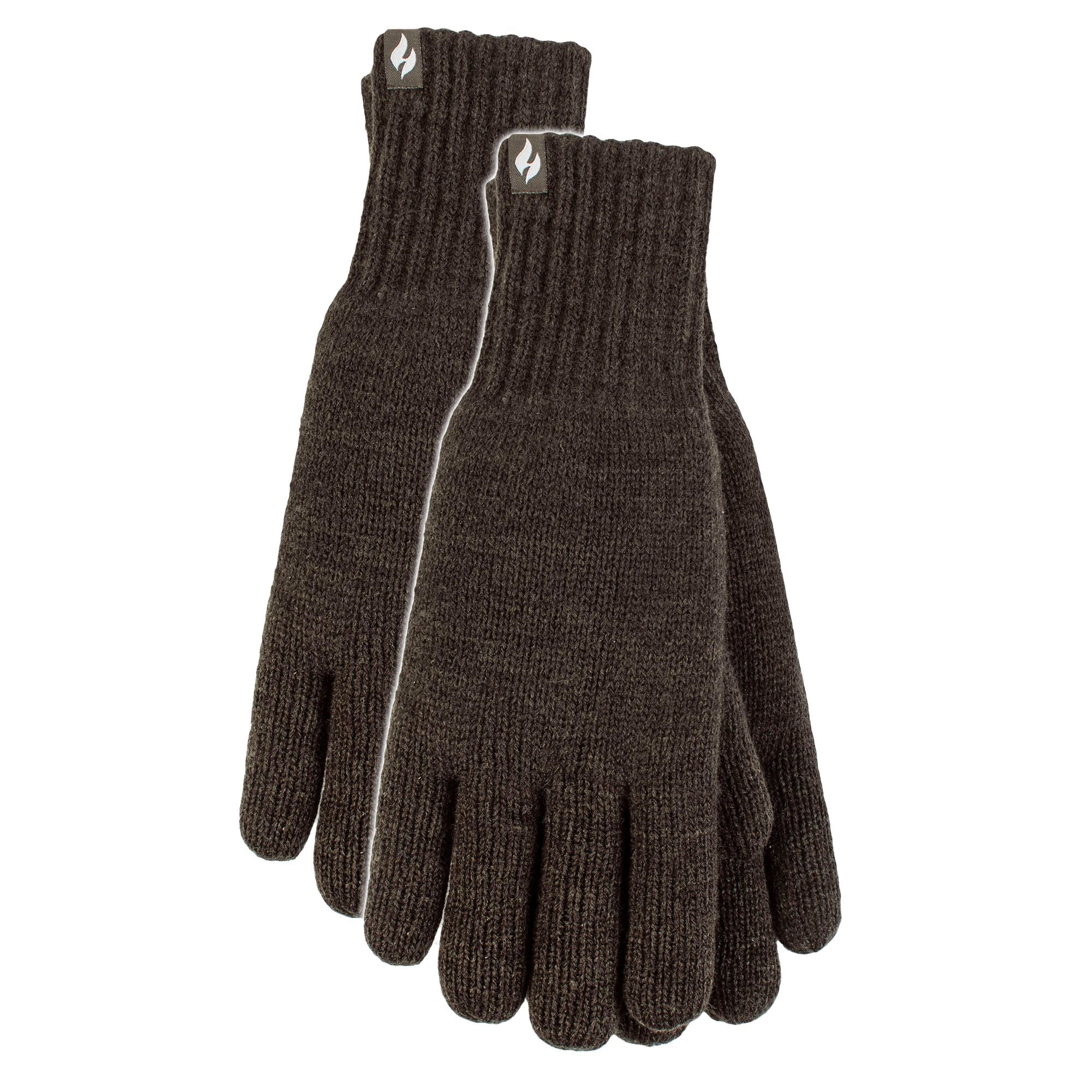 Two pairs of mens cable knit thermal gloves with extended ribbed cuffs for winter protection — view 5