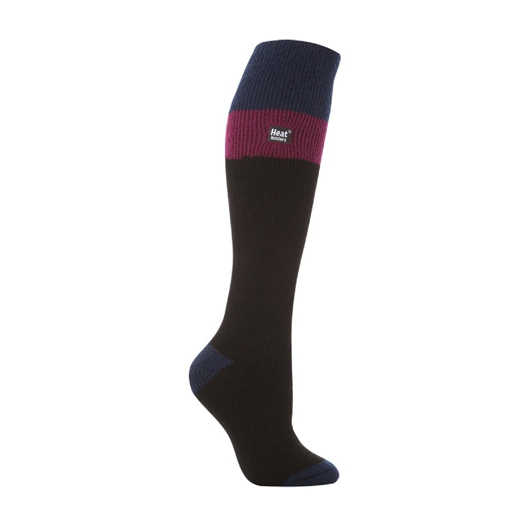 Ladies extra long winter knee high thermal ski socks with heavy bulk yarn and terry cushioning