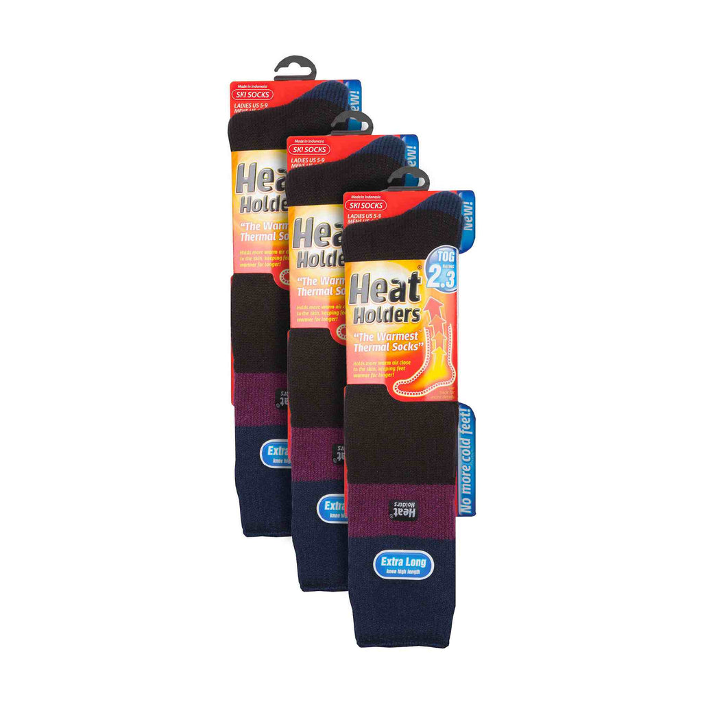 Ladies thermal ski socks 3-pack, thick padded knee high winter hosiery for extreme cold — view 2