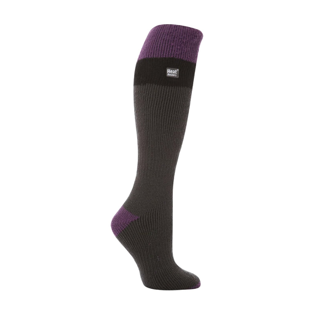 Ladies extra long winter knee high thermal ski socks with heavy bulk yarn and terry cushioning — view 5