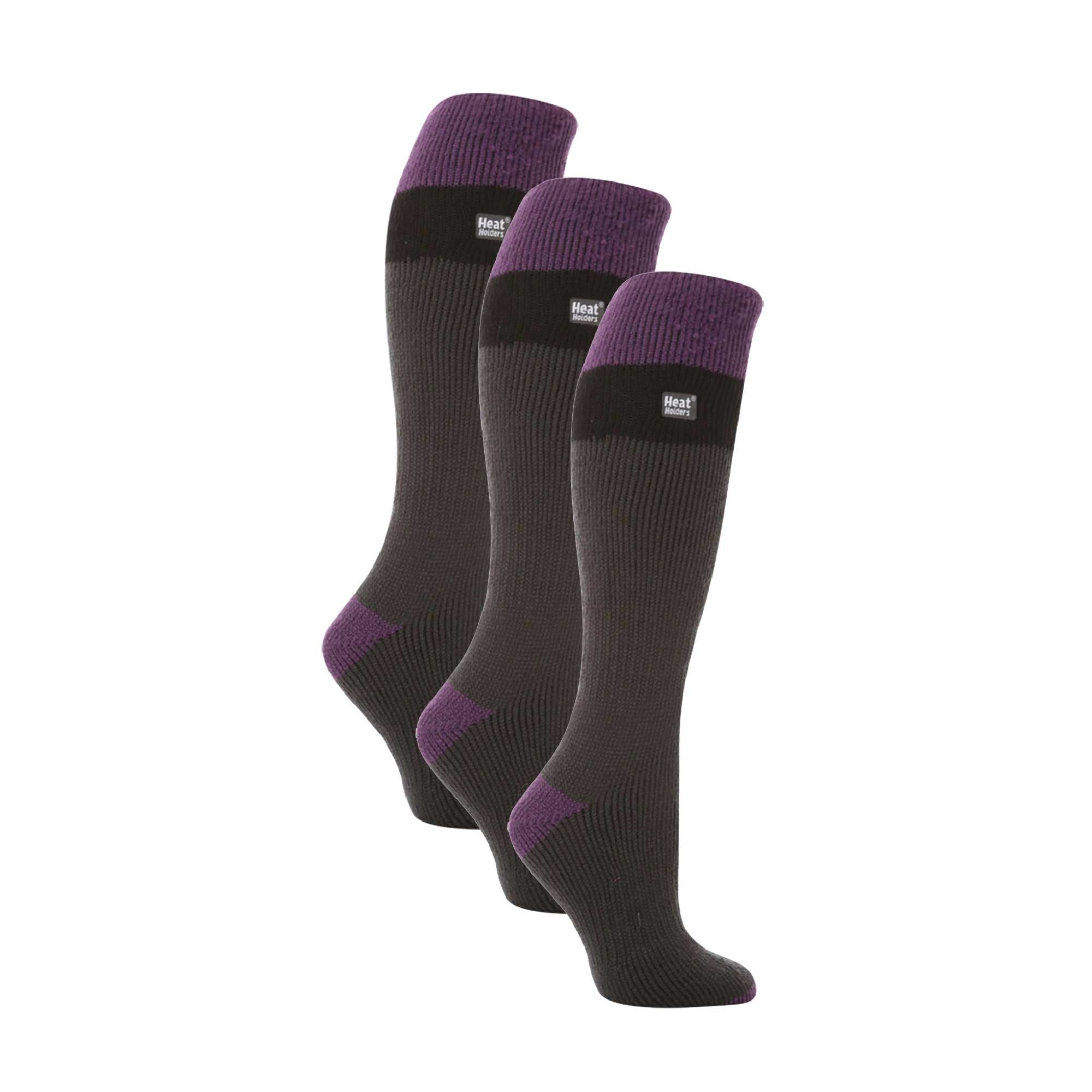 Ladies thermal ski socks 3-pack, thick padded knee high winter hosiery for extreme cold — view 5