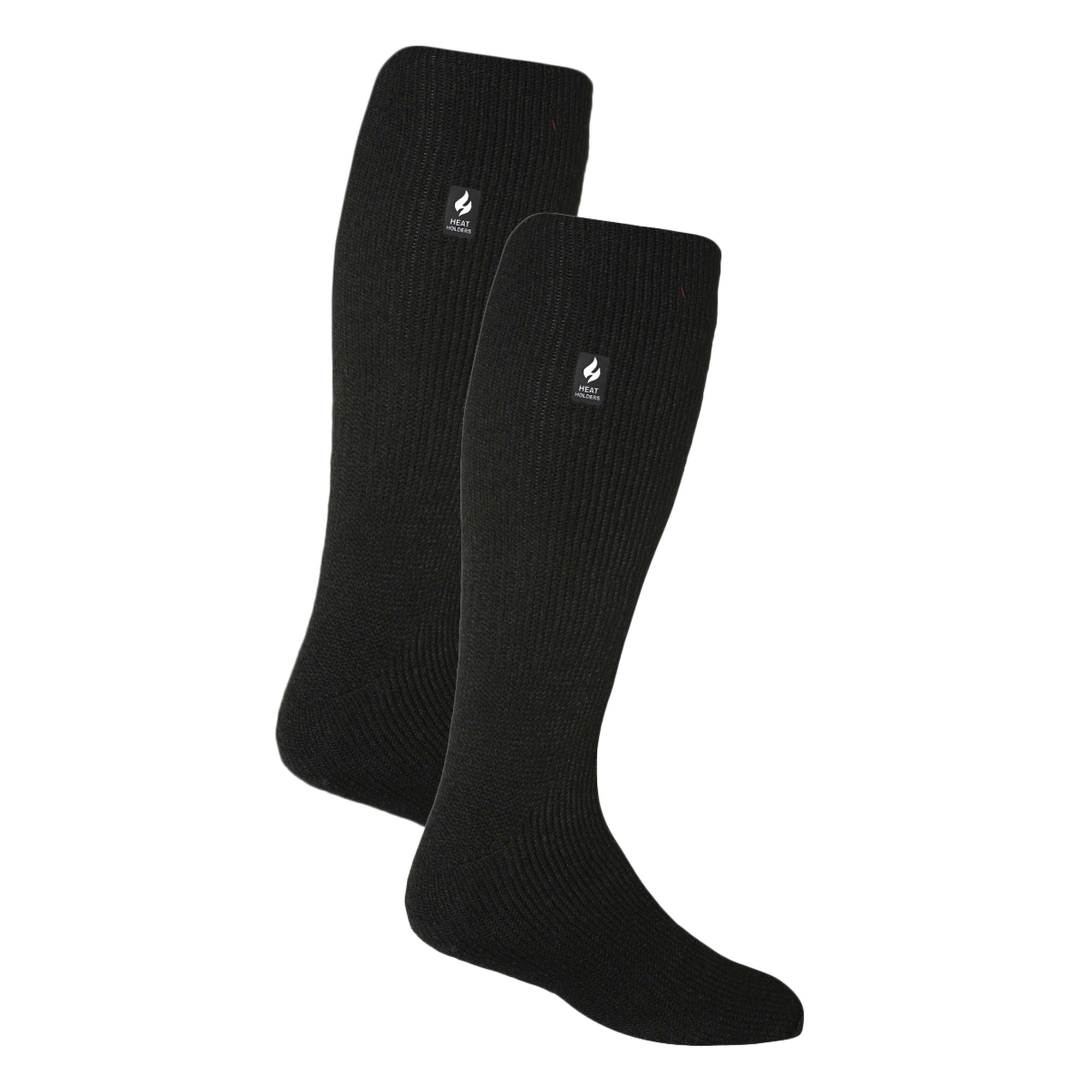 Two pack of mens extra long knee high thermal ski socks in solid color