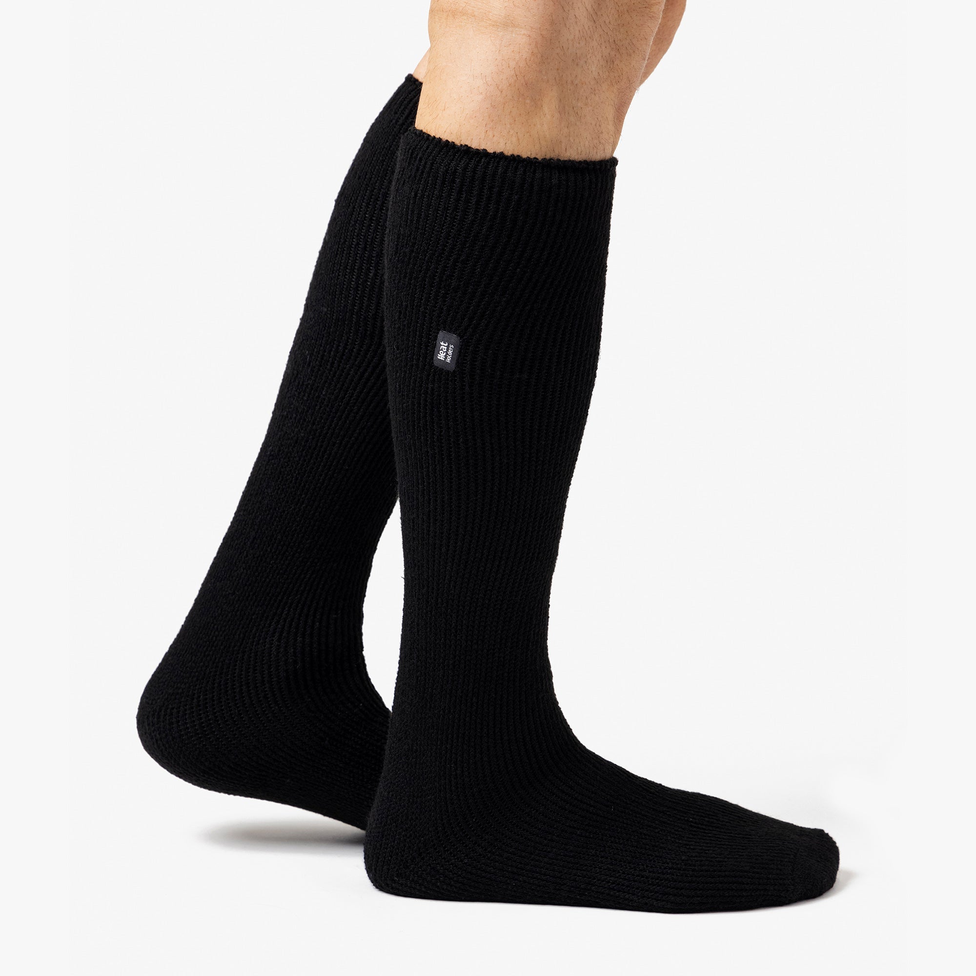 Two pack of mens extra long knee high thermal ski socks in solid color — view 4