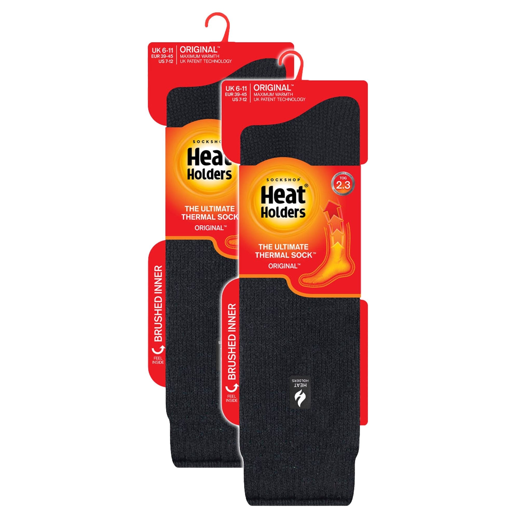 Two pack of mens extra long knee high thermal ski socks in solid color — view 2