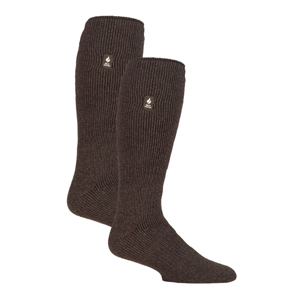 Two pack of mens extra long knee high thermal ski socks in solid color — view 5