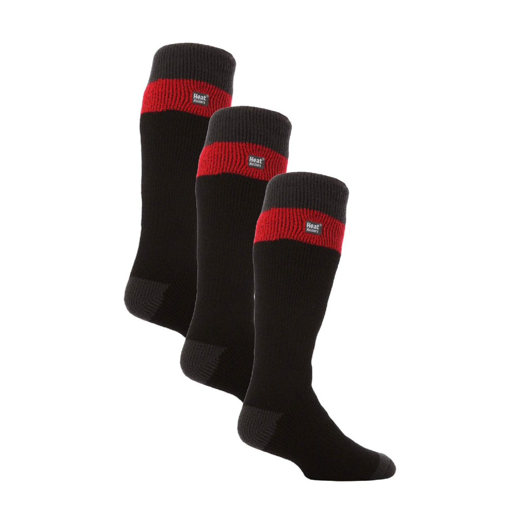 Three pack of extra long men's thermal striped ski socks in dark winter colors — view 5