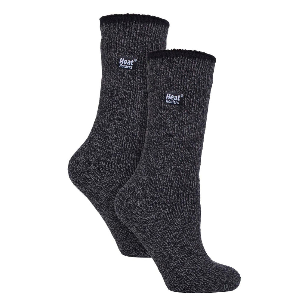 Ladies merino wool thermal socks in a two pair pack featuring thick brushed inner lining