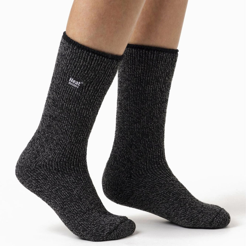 Ladies merino wool thermal socks in a two pair pack featuring thick brushed inner lining — view 3